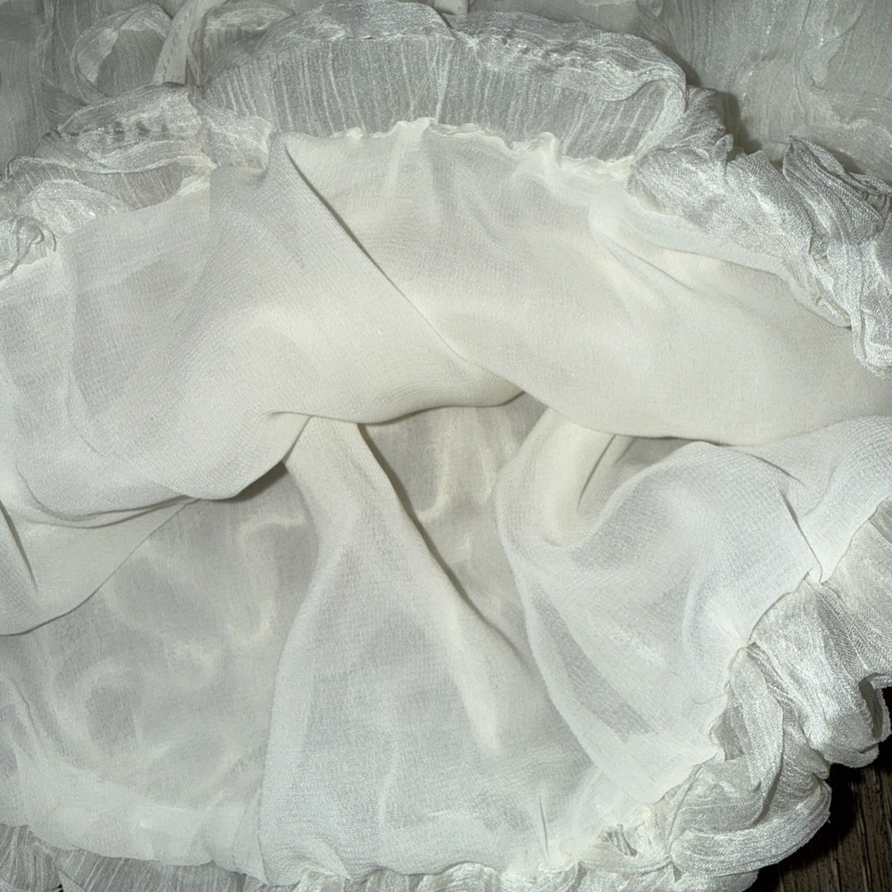 Loft Ivory Floral Appliqué Blouse Tie Back S - Picture 7 of 7